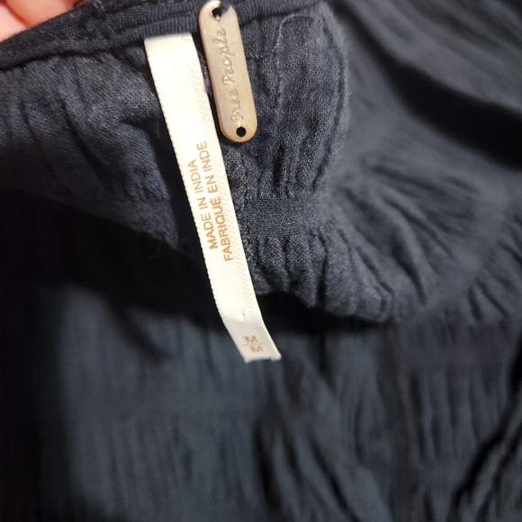 Free People Women Dress Size M Navy Blue Button Front Boho Flowy - Picture 6 of 9